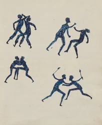 Kwat Kwat mennesker - (Aboriginals kæmper) Skitsebog hovedsageligt af Aboriginals og Whites aktiviteter